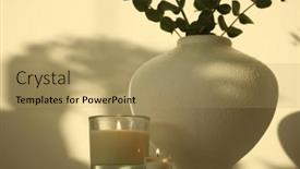  Presentation with eucalyptus - PPT theme having burning-candle-leaf-eucalyptus-bouquet background and a coral colored foreground