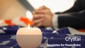  Presentation with funeral candle burning - Slides consisting of burning candle on american flag background and a navy blue colored foreground