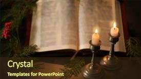  Presentation with open bible - Beautiful presentation design featuring burning candles and blurred open backdrop and a tawny brown colored foreground