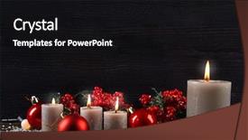  Presentation with christmas candles - Beautiful slide set featuring burning-candles-and-christmas-accessories backdrop and a black colored foreground
