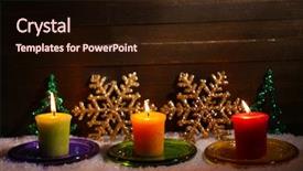  Presentation with christmas candles - Cool new PPT theme with burning candles and christmas decorations on wooden background backdrop and a wine colored foreground