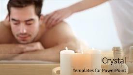  Presentation with candles - Colorful PPT theme enhanced with burning candles and young man backdrop and a coral colored foreground