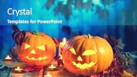  Presentation with scary forest - PPT layouts enhanced with burning candles halloween holidays art background and a teal colored foreground