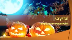  Presentation with scary forest - Presentation theme having burning candles halloween holidays art background and a red colored foreground