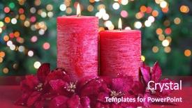  Presentation with christmas candles - Slides featuring burning candles in a christmas setting with seasonal decorations background and a violet colored foreground
