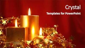  Presentation with christmas candles - Amazing PPT theme having burning candles in a christmas backdrop and a crimson colored foreground