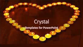  Presentation with shape heart - Audience pleasing slides consisting of burning candles in shape of heart on dark background backdrop and a wine colored foreground