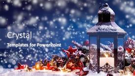  Presentation with christmas candles - Cool new PPT theme with burning candles lantern and christmas backdrop and a ocean colored foreground