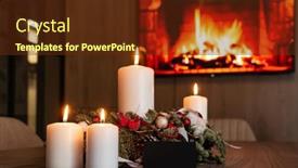  Presentation with christmas candles - Theme consisting of burning-candles-on-table background and a tawny brown colored foreground