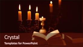  Presentation with candles - Amazing slide deck having burning candles with bible backdrop and a wine colored foreground