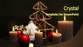  Presentation with christmas candles - Audience pleasing PPT theme consisting of burning-candles-with-christmas-accessories backdrop and a wine colored foreground