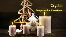  Presentation with christmas candles - Colorful presentation theme enhanced with burning-candles-with-christmas-accessories backdrop and a tawny brown colored foreground