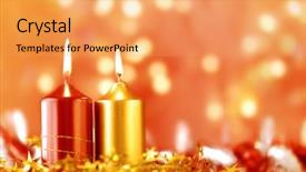  Presentation with funeral candle burning - PPT theme consisting of burning candles with christmas setting background and a yellow colored foreground