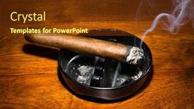  Presentation with cigar - Cool new PPT layouts with burning-cigar-in-a-classic backdrop and a tawny brown colored foreground