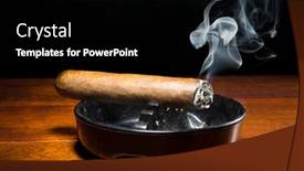  Presentation with later - PPT layouts with burning-cigar-in-a-classic background and a black colored foreground