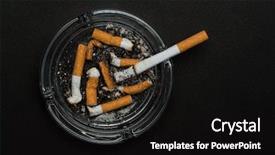  Presentation with cigarette - Theme consisting of burning cigarette left in ashtray background and a black colored foreground