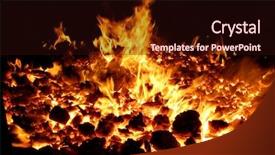  Presentation with burning coal - Beautiful presentation theme featuring burning coal - fire in stove backdrop and a wine colored foreground
