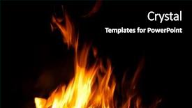  Presentation with blue flame fire - Presentation theme having burning coal - flame of fire background and a black colored foreground