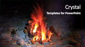  Presentation with campfire - PPT theme with burning coal - red hot flame of campfire background and a black colored foreground