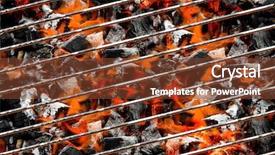  Presentation with coal power plant burning - Presentation theme with burning coals in barbecue grill background and a  colored foreground