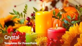  Presentation with funeral candle burning - Slide set featuring burning colorful candles and flower background and a crimson colored foreground