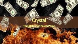  Presentation with banknotes - Colorful slide set enhanced with burning dollars banknotes backdrop and a tawny brown colored foreground