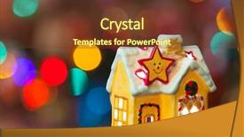  Presentation with christmas tree - Audience pleasing PPT theme consisting of burning door - lighting house - christmas tree backdrop and a tawny brown colored foreground