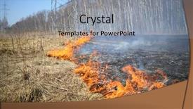  Presentation with dry - Amazing slide deck having burning dry grass along backdrop and a light blue colored foreground