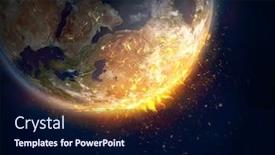  Presentation with global warming - Slides enhanced with burning-earth-global-warming-concept background and a navy blue colored foreground