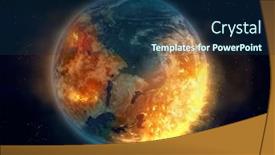  Presentation with global warming - Amazing theme having burning-earth-global-warming-concept backdrop and a ocean colored foreground