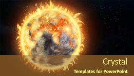  Presentation with global warming - PPT layouts consisting of burning-earth-global-warming-concept background and a tawny brown colored foreground