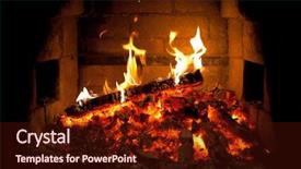  Presentation with fire - PPT theme featuring burning fire in the fireplace background and a wine colored foreground