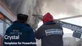  Presentation with fire service - PPT theme having burning fire smoke firefighter emergency background and a  colored foreground