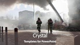  Presentation with firefighter - Slides consisting of burning fire smoke firefighter emergency background and a gray colored foreground