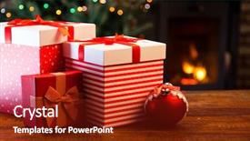  Presentation with christmas red - Presentation having burning fireplace and christmas background and a tawny brown colored foreground