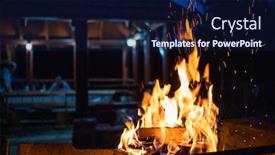  Presentation with holiday - Slide set enhanced with burning-fireplace-in-front background and a navy blue colored foreground