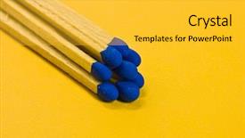  Presentation with fuse - Beautiful presentation theme featuring burning fuse - blue matches on yellow background backdrop and a yellow colored foreground