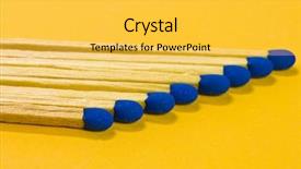  Presentation with fuse - Presentation featuring burning fuse - blue matches on yellow background background and a yellow colored foreground