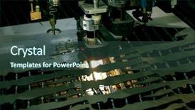  Presentation with cutting heavy metals - Presentation theme with burning fuse - lasercutting close-up sheet metall cutting background and a ocean colored foreground