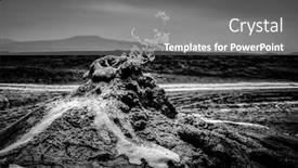  Presentation with volcanoes - Amazing slide deck having burning-gas-in-the-mud backdrop and a gray colored foreground