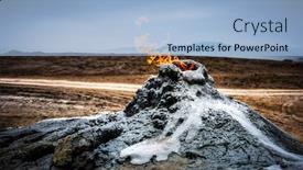  Presentation with volcanoes - Slide set featuring burning-gas-in-the-mud background and a light blue colored foreground