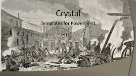  Presentation with antique house - PPT theme with burning house - antique illustration of destruction background and a light gray colored foreground