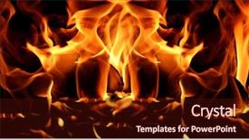  Presentation with fire red - Presentation theme having burning house - fire and flames in red background and a  colored foreground