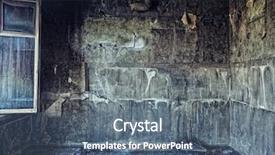  Presentation with old photo - Theme featuring burning house - old abandoned burned interior photo background and a ocean colored foreground