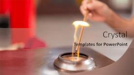  Presentation with incense - PPT theme featuring burning-incense-on-the-gas background and a coral colored foreground