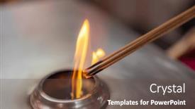  Presentation with incense - PPT theme featuring burning-incense-over-the-gas background and a tawny brown colored foreground