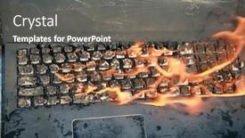  Presentation with world fire - PPT theme having burning-laptop-and-keyboard-equipment background and a gray colored foreground
