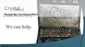  Presentation with fire damage - Slide set enhanced with burning-laptop-and-keyboard-equipment background and a white colored foreground