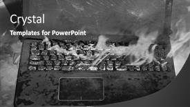  Presentation with world fire - Presentation theme with burning-laptop-and-keyboard-equipment background and a dark gray colored foreground