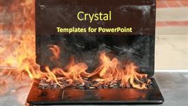  Presentation with fire damage - Slides enhanced with burning-laptop-and-keyboard-equipment background and a tawny brown colored foreground